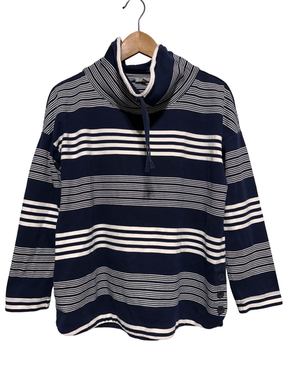 Navy Striped Cowl Neck Sweater Coastal Grandma Nautical Preppy Maritime LP